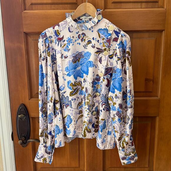 Isabel Marant Étoile Floral Side Button Long Sleeve EU 34/US 4  Shirt MSRP $490 - Picture 1 of 11